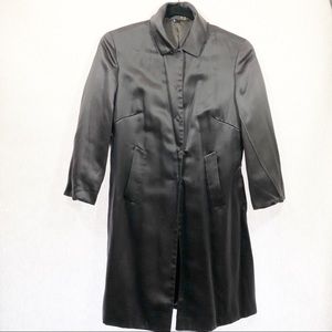 Tahari long coat gray snap button Xs tall p